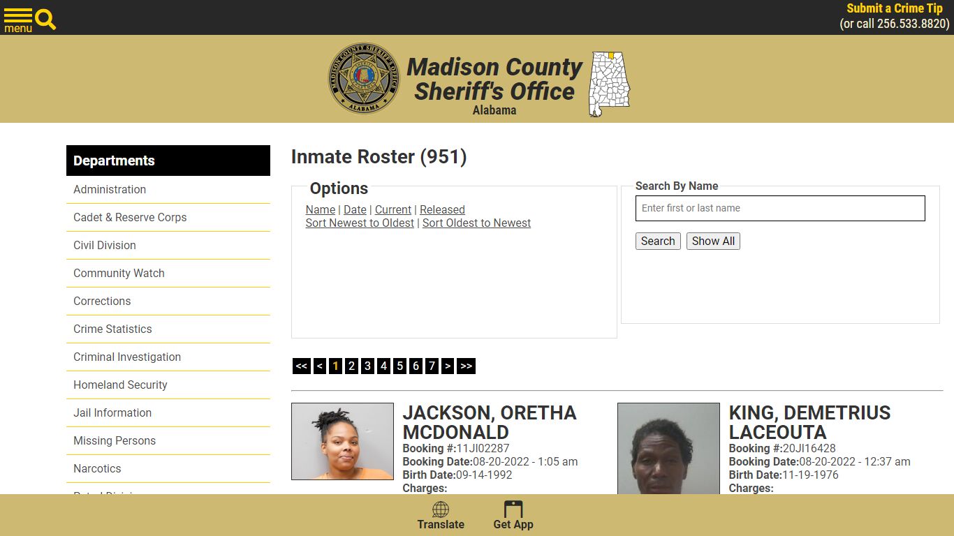 Inmate Roster - Current Inmates Booking Date Descending - Madison ...